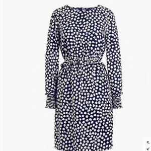 𝅺Nwt J.Crew Long Sleeve Dress chiffon navy printed dress size 6
